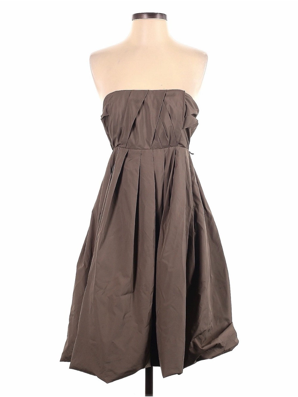 Zara Woman Strapless Pleated Midi Dress in Taupe size XS